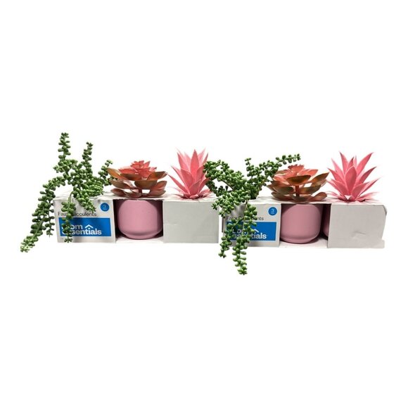 2pcs-ROOM ESSENTIALS Faux Succulents Artificial Plants Pink 3 pack - Picture 2 of 9